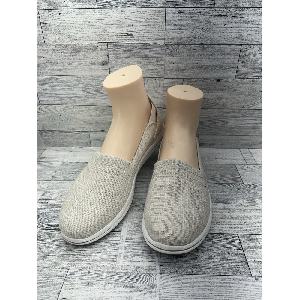 Clarks Breeze Step Women's Slip-on 7.5M Beige‎ Natural Shimmering Canvas Flat